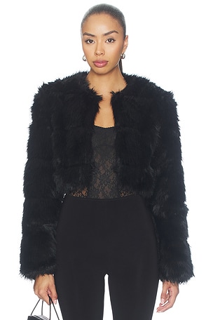 Petro Cropped Faux Fur Jacket Bardot