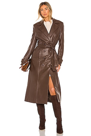 Faux Leather Trench Coat Bardot