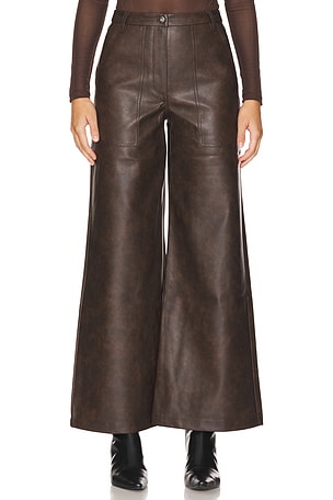 Faux Leather Wide Leg PantBardot$119