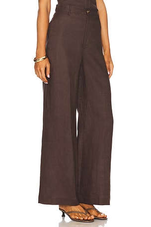 Bardot Enya Linen Pant in Chocolate