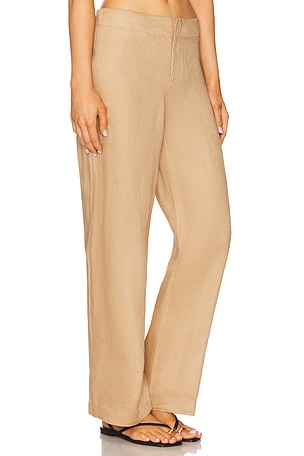 Bardot Balia Hipster Linen Pant in Brown