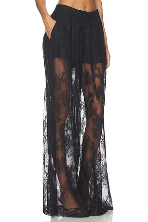 Bardot Hildie Wide Leg Lace Pant in Black