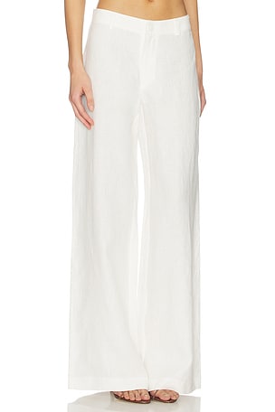 Bardot Serafina Linen Mid Rise Pant in Ivory