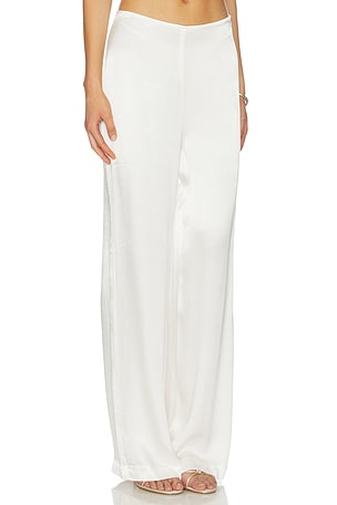 Bardot Devin Mid Rise Satin Pant in White
