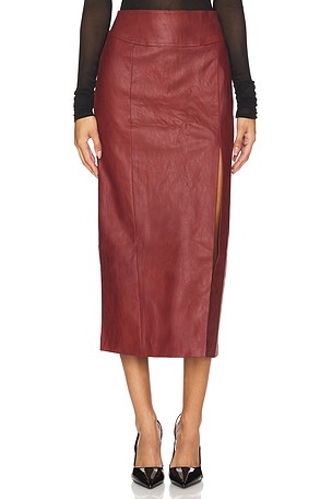 Dante Faux Leather Midi Skirt Bardot