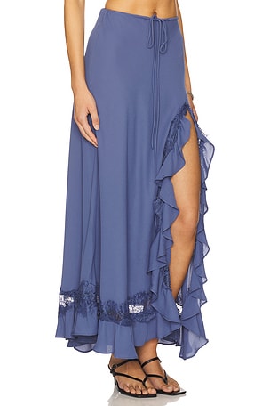 Bardot Amari Lace Detail Maxi Skirt in Blue