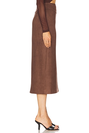 Bardot Dante Faux Suede Midi Skirt in Brown