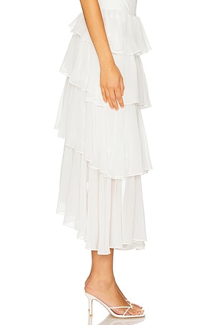 Bardot Adelene Frill Midi Skirt in Ivory