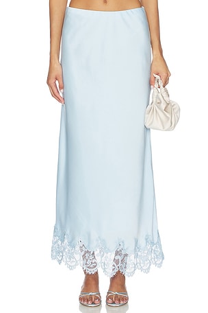 x REVOLVE Elisan Lace Satin Midi Skirt Bardot