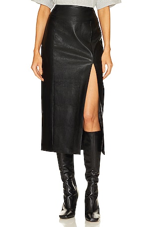 Dante Faux Leather Midi Skirt Bardot