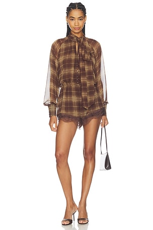 x REVOLVE Petra Long Sleeve Playsuit Bardot
