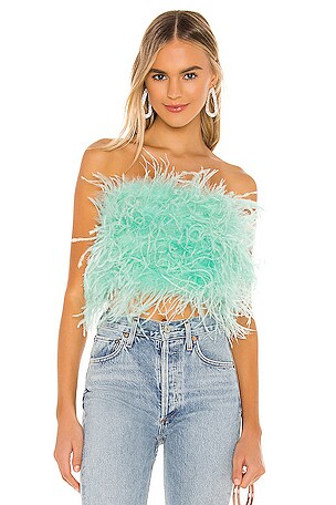 x REVOLVE Feather Bustier Bardot