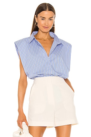 Stripe Shoulder Pad Shirt Bardot