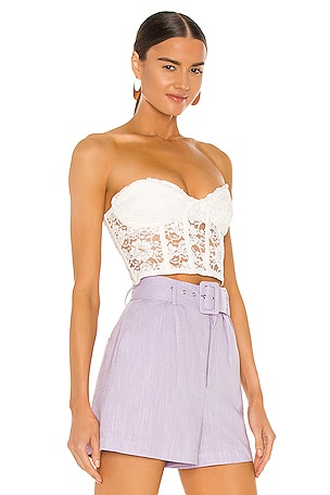 Bardot Lace Corset Bustier in Ivory