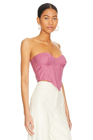 Bardot Pin Stripe Bustier Top in Pink