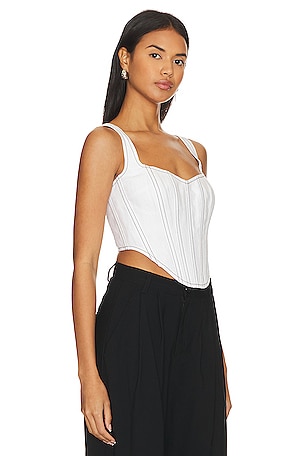 Bardot Linen Corset Bustier in White