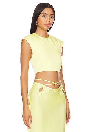 Bardot Anya Satin Top in Yellow