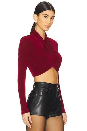 Bardot Wren Wrap Knit Top in Burgundy