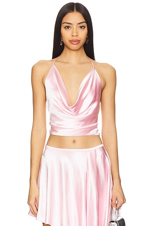 Andreama Satin Halter Top Bardot