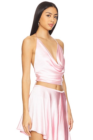 Bardot Andreama Satin Halter Top in Blush