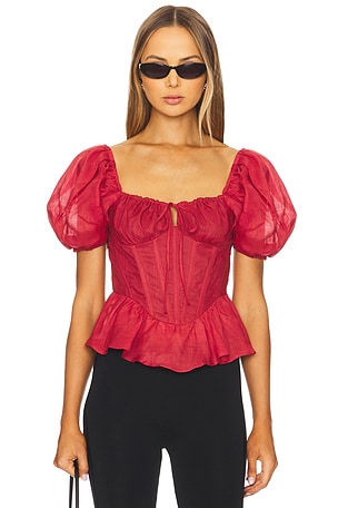 Esra Puff Sleeve Corset Top Bardot