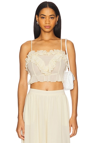 Alira Frill Detail Crop Top Bardot