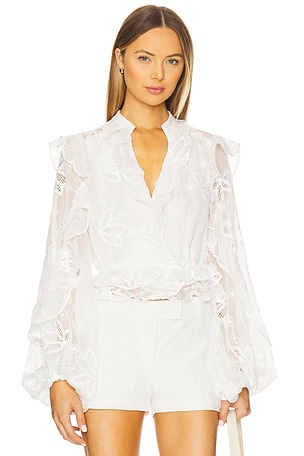 Frill Embroidered Blouse Bardot