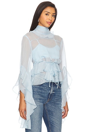 Bardot Anyssa Ruffle Blouse in Baby Blue
