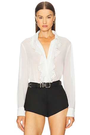 Jolanda Lace Trim Frill Shirt Bardot