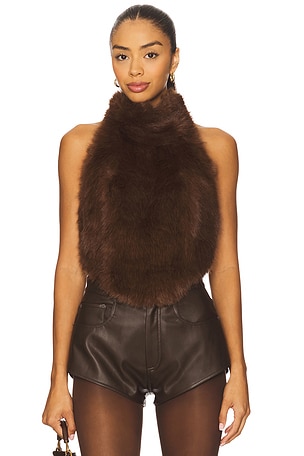 Julietta Faux Fur Top Bardot