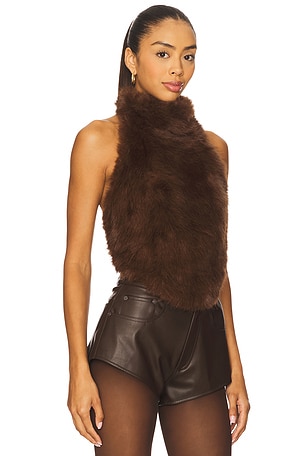 Bardot Julietta Faux Fur Top in Chocolate