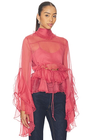 Bardot Anyssa Ruffle Blouse in Rose