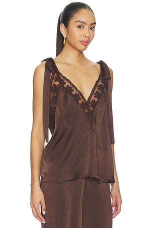 Bardot Aubrey Tie Strap Cami in Chocolate