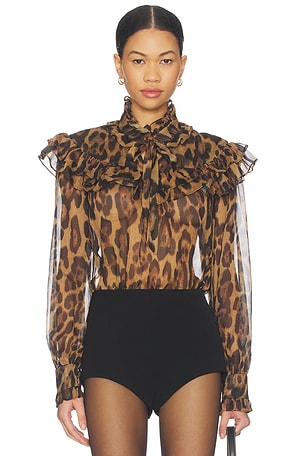 Fiorella Leopard Blouse Bardot