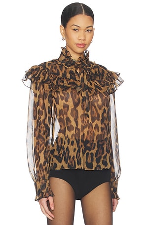 Bardot Fiorella Leopard Blouse in Brown