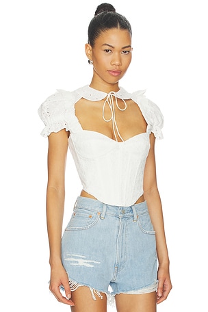 Bardot Allington Broderie Corset Top in White