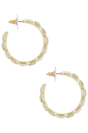 BaubleBar Crystal Lined Hoop Earrings in Metallic Gold