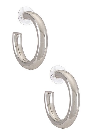 BaubleBar Dalilah Medium Tube Hoop Earrings in Silver REVOLVE