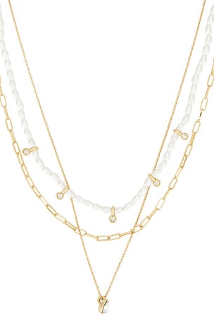 BaubleBar Layered Pearl Necklace in Ivory