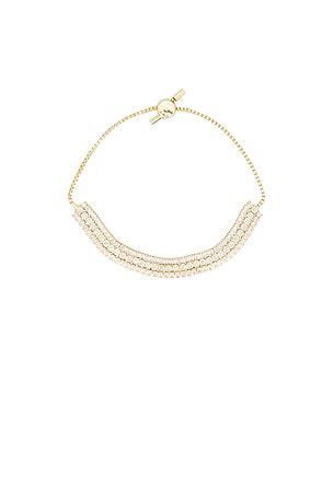 BaubleBar Layered Crystal Pull Tie Bracelet in Metallic Gold