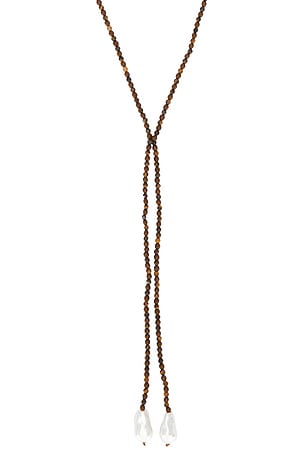 BaubleBar Semi Precious Pearl Wrap Necklace in Brown