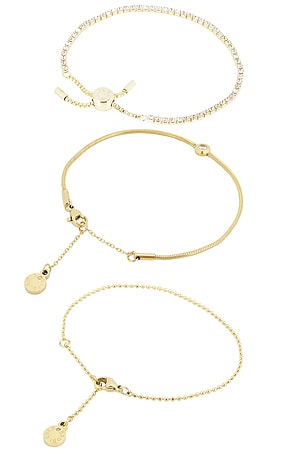 BaubleBar Catherine Water Resistant Bracelet Set in Metallic Gold
