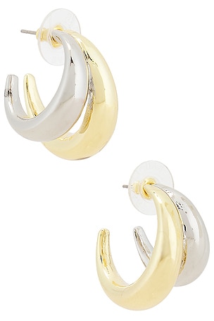 Mixed Metal Double Hoop Earrings BaubleBar
