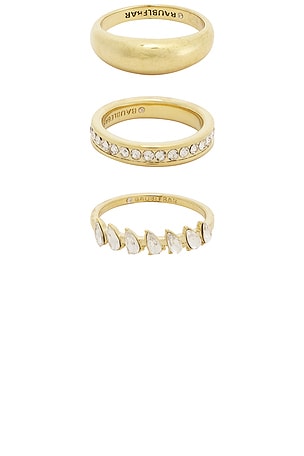BaubleBar Greta Waterproof Ring Set in Metallic Gold
