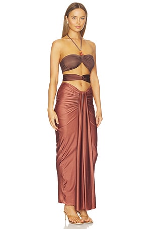 Baobab vestido dawn en color cobre metálico