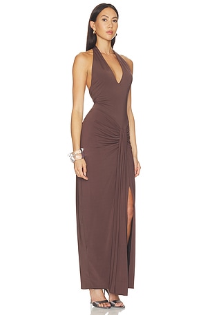 Baobab Donatella Maxi Dress in Brown