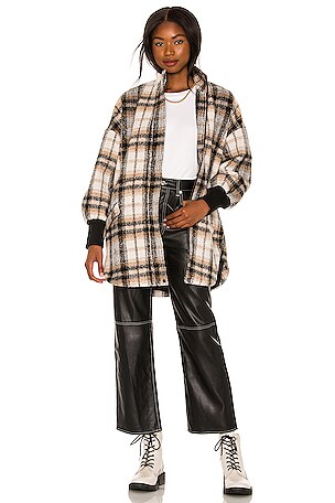 Steve Madden Plaid Times Coat in Ivory REVOLVE