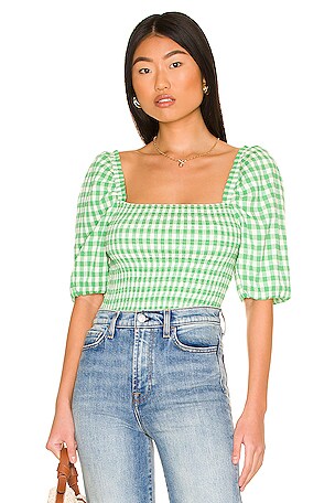 Steve Madden Keys to the Gingham Top in Basil | REVOLVE