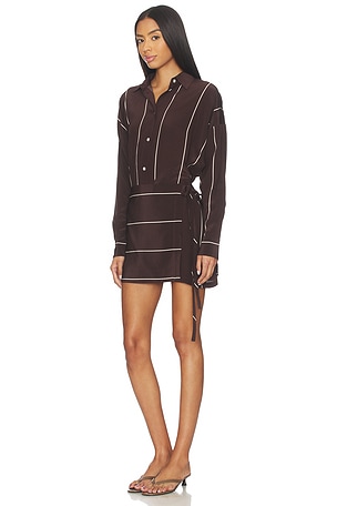 Bondi Born Orta Silk Mini Dress in Brown
