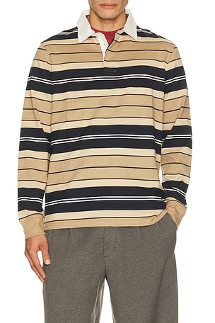 Frith Tartan Stripe Rugby Polo Shirt Barbour